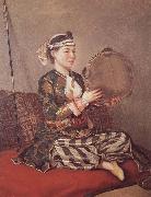 Jean-Etienne Liotard, Girl in Turkish Costume with Tambourine